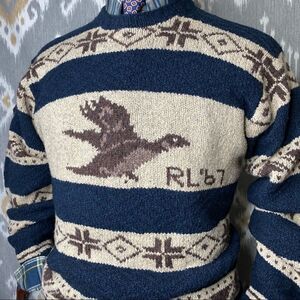 Polo Sport 1999 Vintage RL67  Hand-knit Mallard Duck Sweater